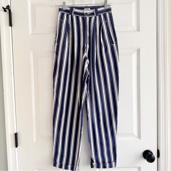 Vintage Esprit Pleated Vertical Stripes Jeans Size 6 - Picture 1 of 7